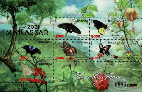 3270-75 Vlinders, Flora & Fauna (Makassar 2021) - Indonesie 2021
