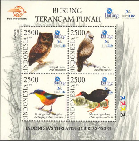 3028-31V Bedreigde Vogels Blok Indonesie 2012