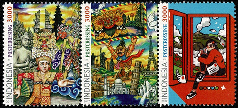3329-31 Uitwisseling Prentbriefkaarten - Indonesie 2017