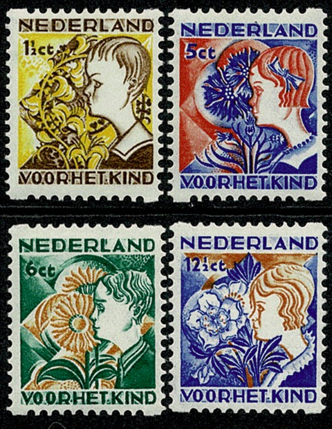 Kinderpostzegels 1932 met Roltanding