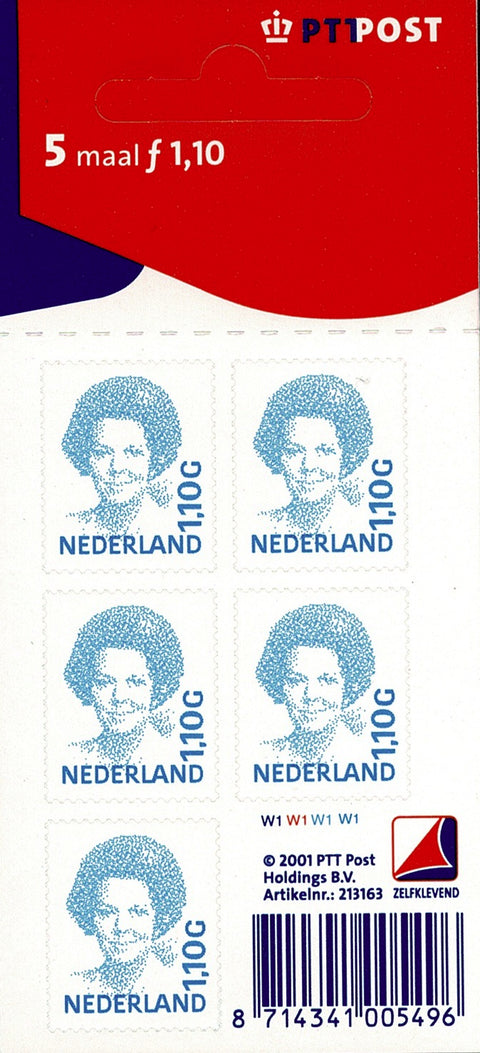 1492b Koningin Beatrix Vel, 1,10 Gulden (Kobaltblauw) Nederland 2001