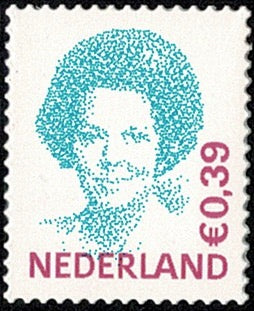 2037A Beatrixzegel, Blauwgroen/Karmijn 0.39 Nederland 2002