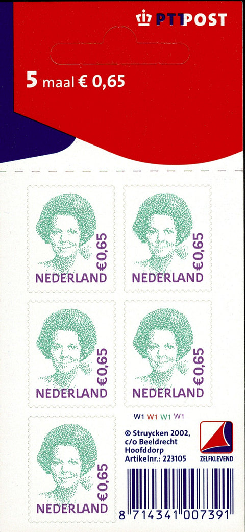 2040V Beatrixzegel, Groen/Violet 0,65 Vel Nederland 2002