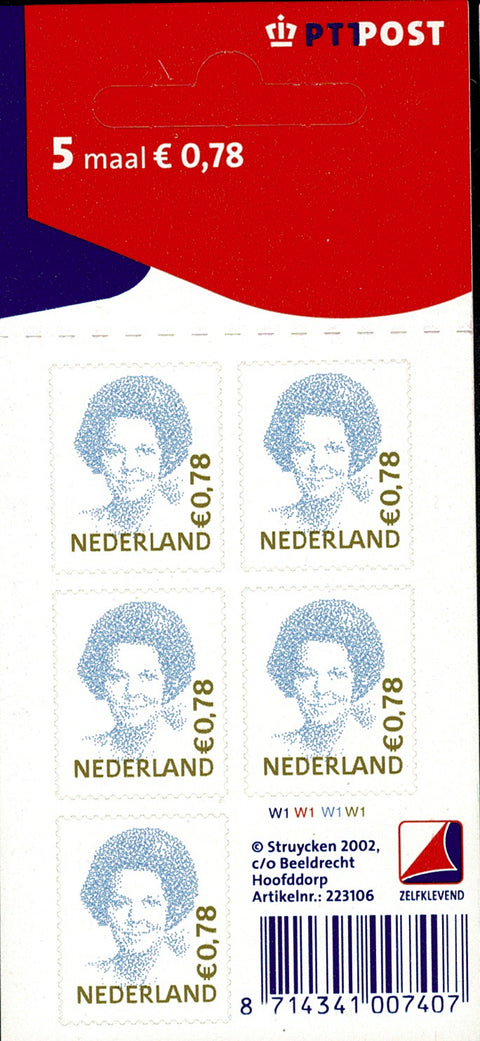 2041V Beatrixzegel, Violetblauw/Bronsgroen 0,78 Vel Nederland 2002