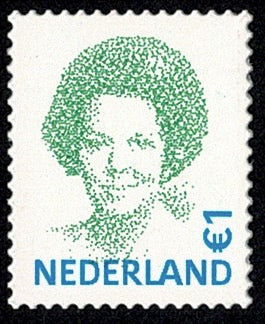 2042A Beatrixzegel, Mosgroen/Cyaan 1 Nederland 2002