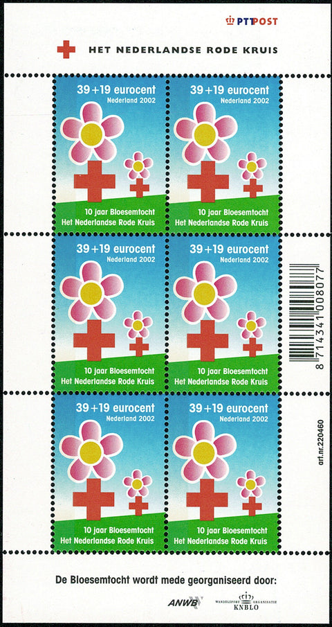 2083V Bloem op Rode Kruis Vel Nederland 2002
