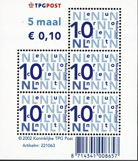 2135bV Bijplakzegel Vel 10 cent Nederland 2003