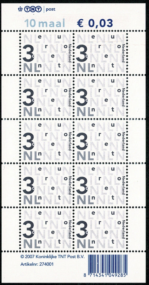 2466V Bijplakzegels Grijs Vel Nederland 2006