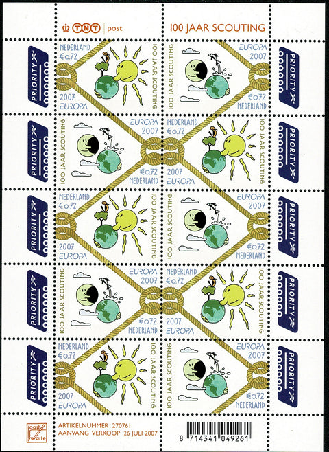 2514-15V Europa 100 Jaar Scouting Vel - Nederland 2007