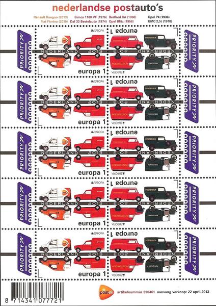 3055-56V Europazegels, Postauto's Vel Nederland 2013