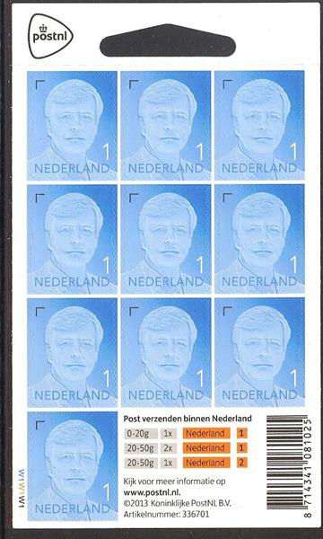 3135V Koning Willem Alexander Frankeerzegel 1 Nederland 2013
