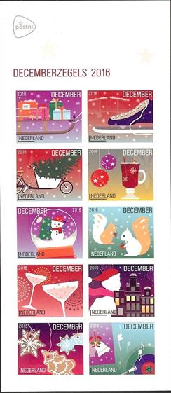 3474Vd Decemberzegels Vel (10 stuks) Nederland 2016