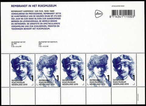 3723-24V Rembrandt in het Rijksmuseum Vel 2019