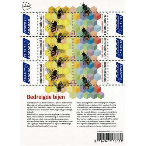 3925-26V Bedreigde Bijen Vel Nederland 2021